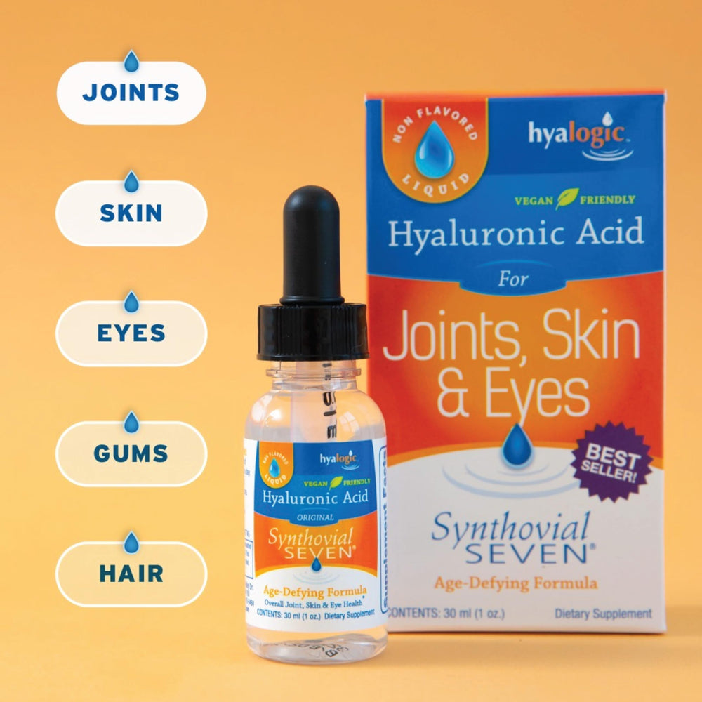 Hyalogic Synthovial Seven fermentation illustration underscores non-animal sourcing.
