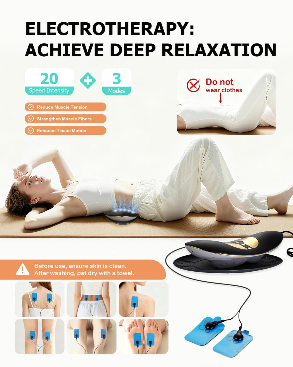 Hybodies vibration massage with three levels targets tight muscles around the lower back.