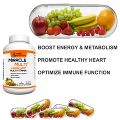 Hybrid Nutraceuticals MiracleMulti bottle side view highlighting compact packaging for on-the-go use.