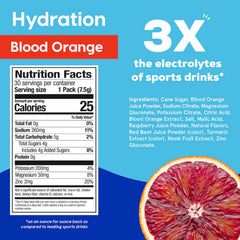 HYDRANT Blood Orange packets close-up, real fruit flavor for refreshing hydration.