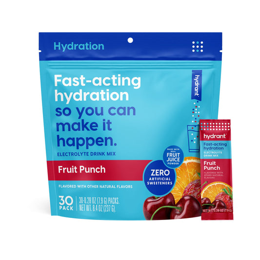 HYDRANT Fruit Punch stick pack ready for daily hydration on the go.