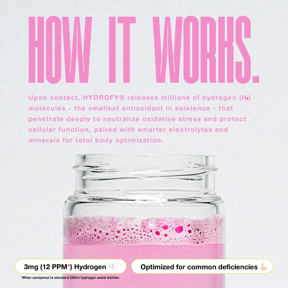 Hydrofy natural stevia-sweetened formula supports zero-sugar hydration for keto or fasting.