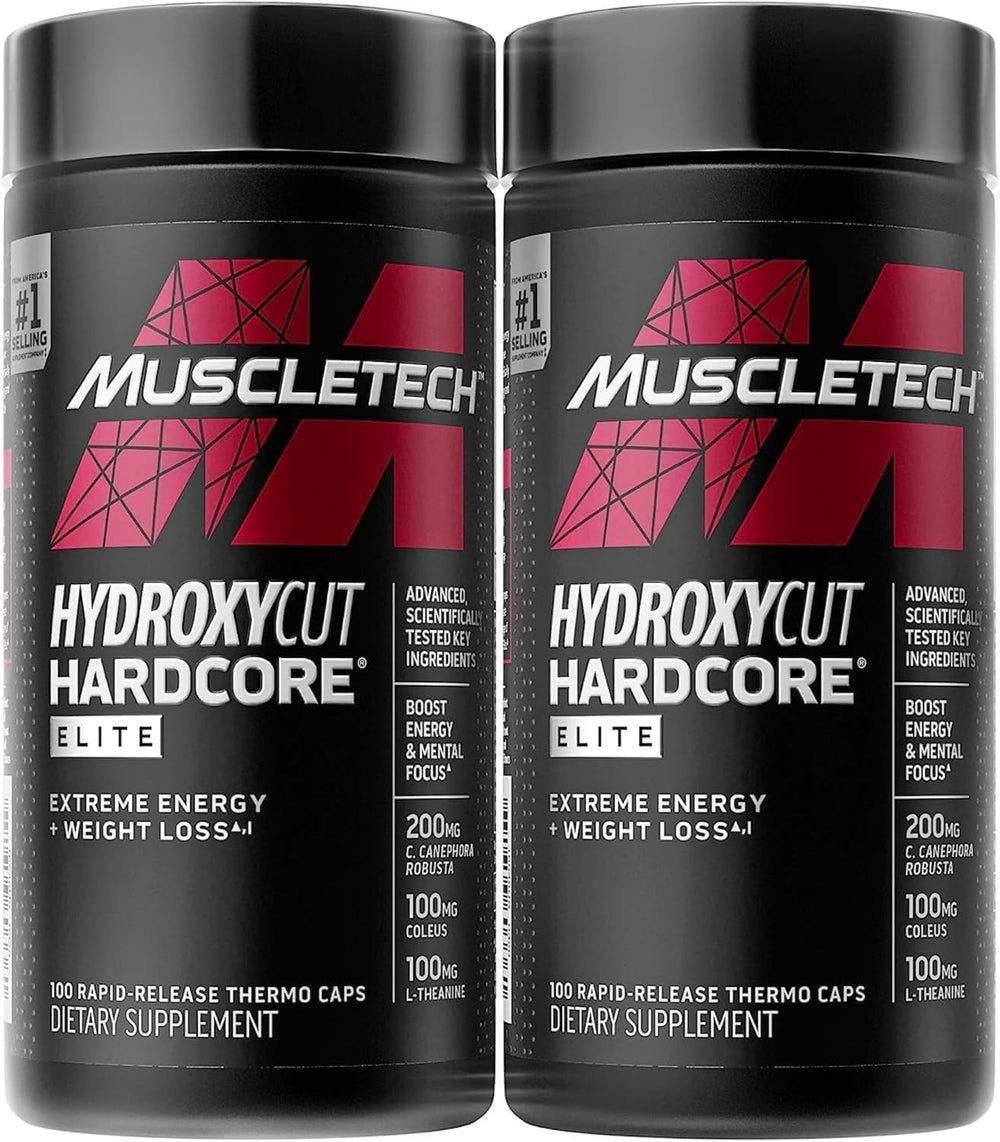 Hydroxycut Hardcore Elite bottle on the counter for daily energy
