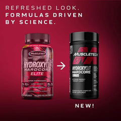 Hydroxycut Hardcore Elite workout plan on desk beside the bottle