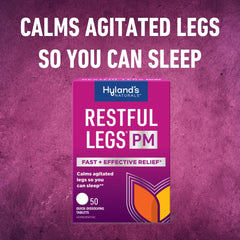 Hyland's Restful Legs PM nighttime formula bottle for gentle night relief