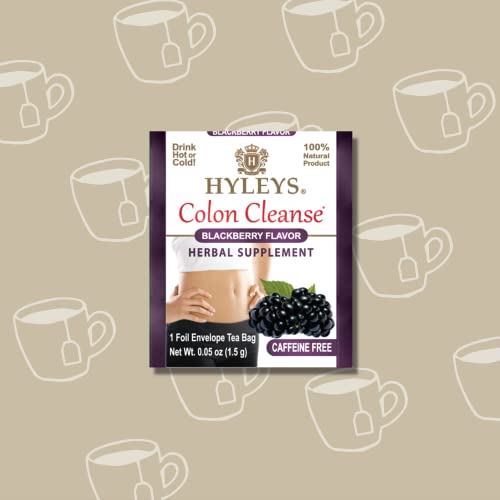Hyleys Colon Cleanse Tea Blackberry cup steaming with inviting aroma