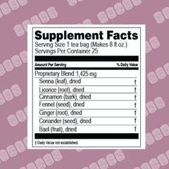 Hyleys Colon Cleanse Tea Blackberry packaging closeup shows caffeine-free detox