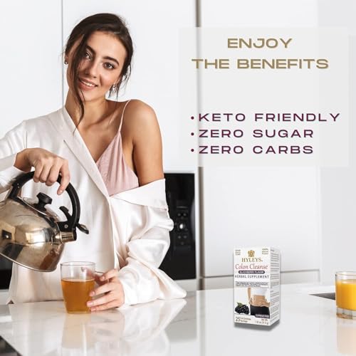 Hyleys Colon Cleanse Tea Blackberry tea strainer brew capturing a calming ritual