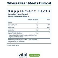 hyperbiotics vital nutrients scoop image demonstrates easy mixing in water or smoothies for daily fiber.