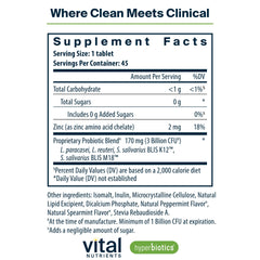 Hyperbiotics Vital Nutrients Pro Dental mint tablet close-up for daily use