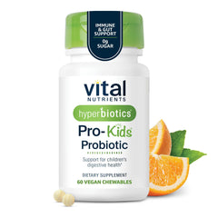 Hyperbiotics Vital Nutrients Pro Kids probiotic bottle front view for allergen-free kids
