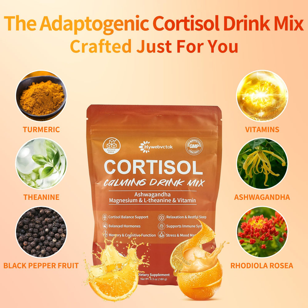 Hywebvctok cortisol drink orange-flavored mix ready to sip for smoother concentration