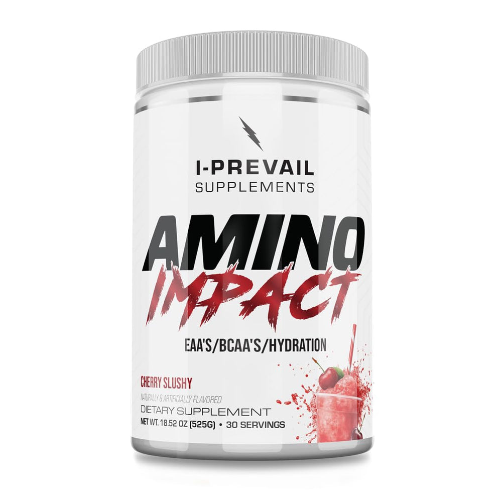 I-Prevail Amino Impact bottle pouring for workout hydration and recovery
