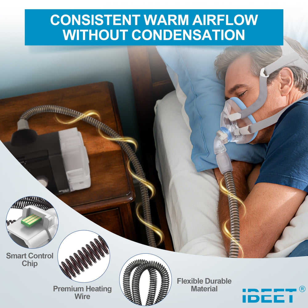 IBEET CPAP hose with 22mm connectors ensures a secure seal and steady humidified air.