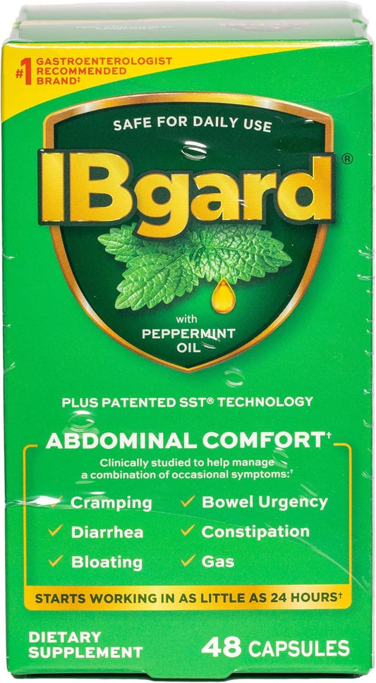 IBgard capsules bottle front view for easy daily gut support.