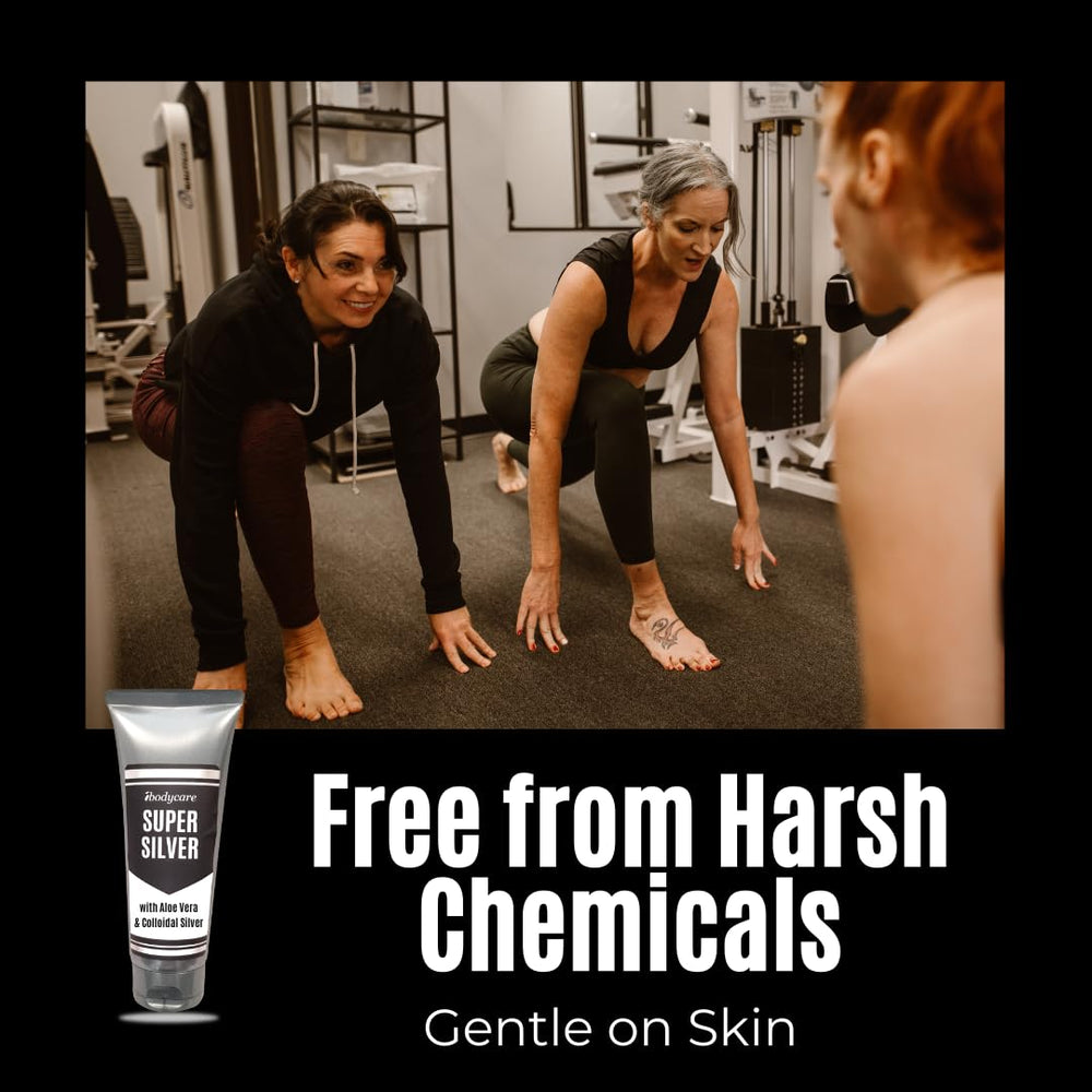 USA-made ibodycare gel supports gentle skin care with aloe and silver