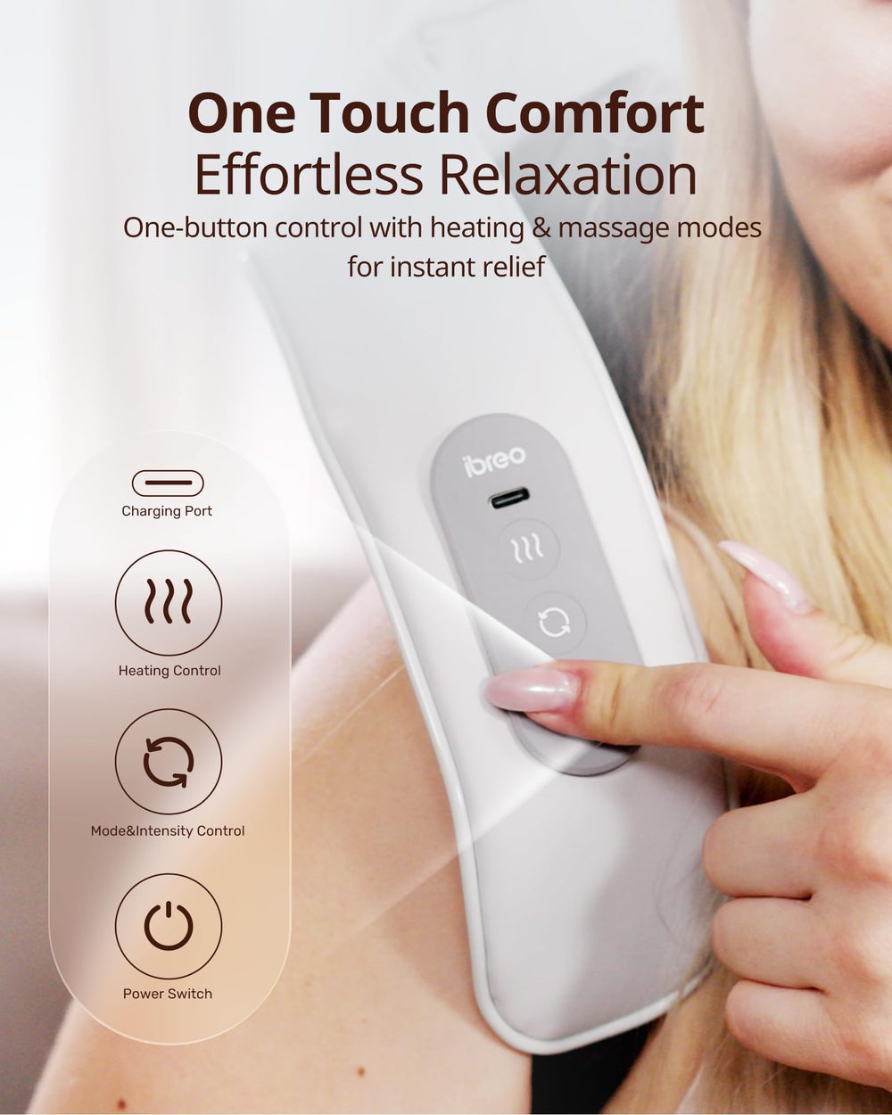 Ibreo shiatsu neck massager kneading heads close-up with multiple heads
