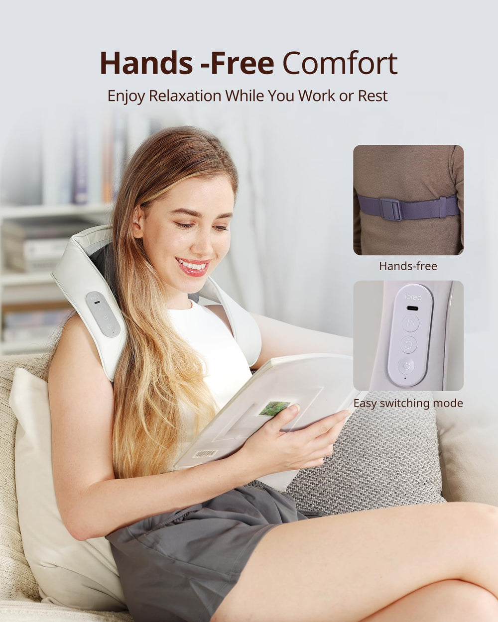 Ibreo shiatsu massager operating quietly for office or night use
