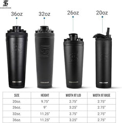 Ice Shaker bottle in cup holder for easy transport.