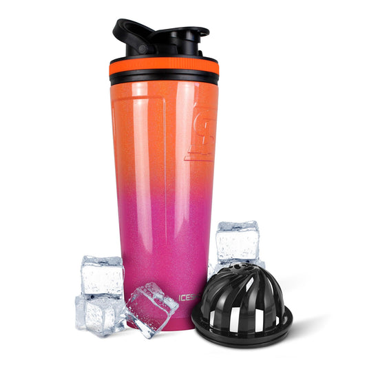 Ice Shaker 36oz insulated bottle front view highlighting durable steel design and cold retention.