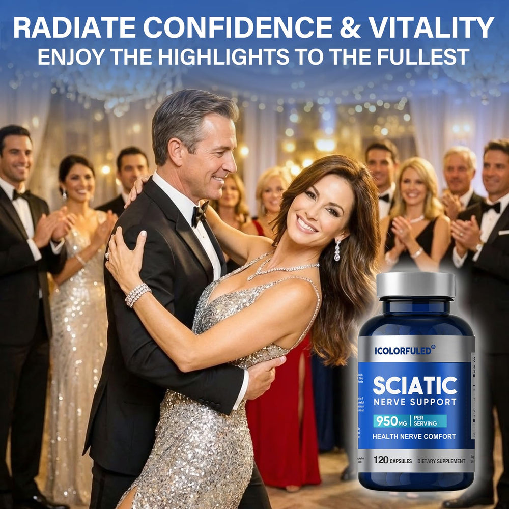 icolorfuled sciatic nerve capsules label closeup emphasizes vegan-friendly formula