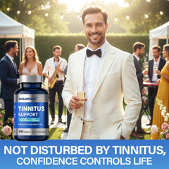 icolorfuled tinnitus relief bottle front clearly displays labeling for easy use.