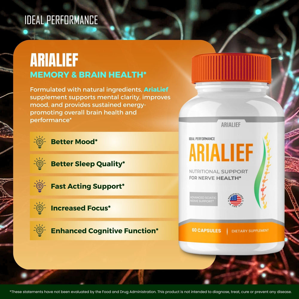 IDEAL PERFORMANCE Arialief 3-pack packaging shown for an ongoing focus routine.
