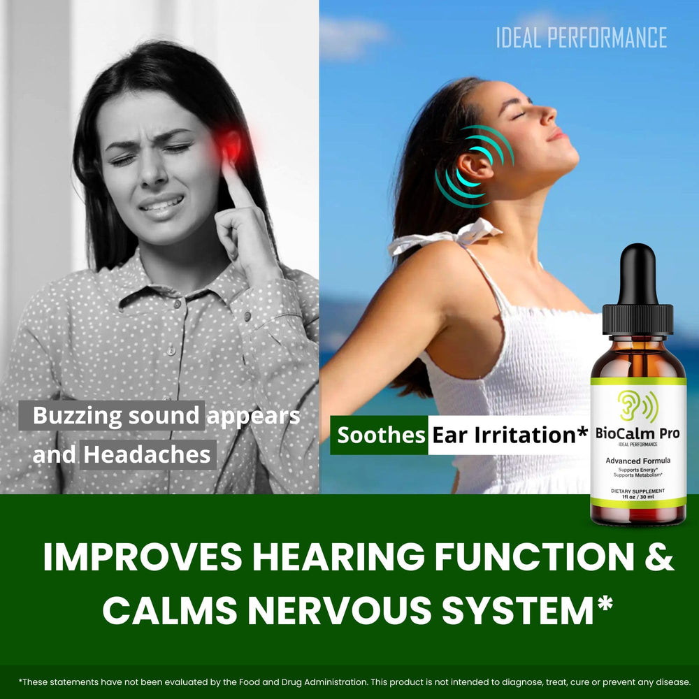 IDEAL PERFORMANCE Bio Calm Pro Tinnitus Drops in a calm home setting for ease