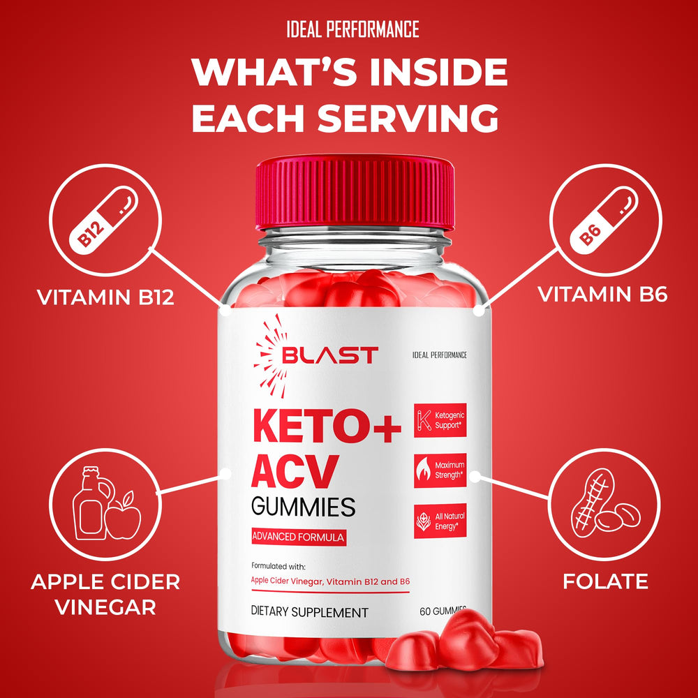 IDEAL PERFORMANCE Blast Keto ACV Gummies bottle pour ready for quick intake.