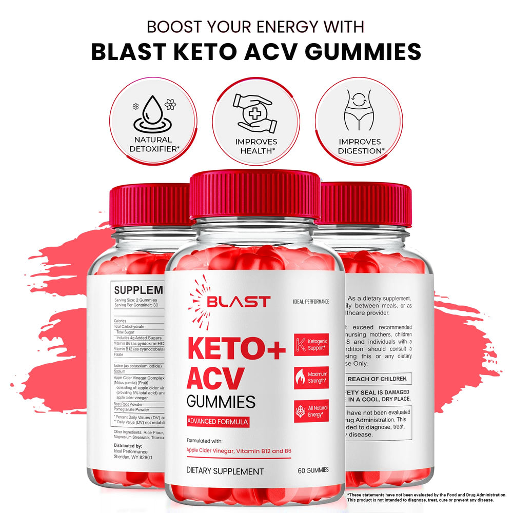 IDEAL PERFORMANCE Blast Keto ACV Gummies branding silhouette on clean background.