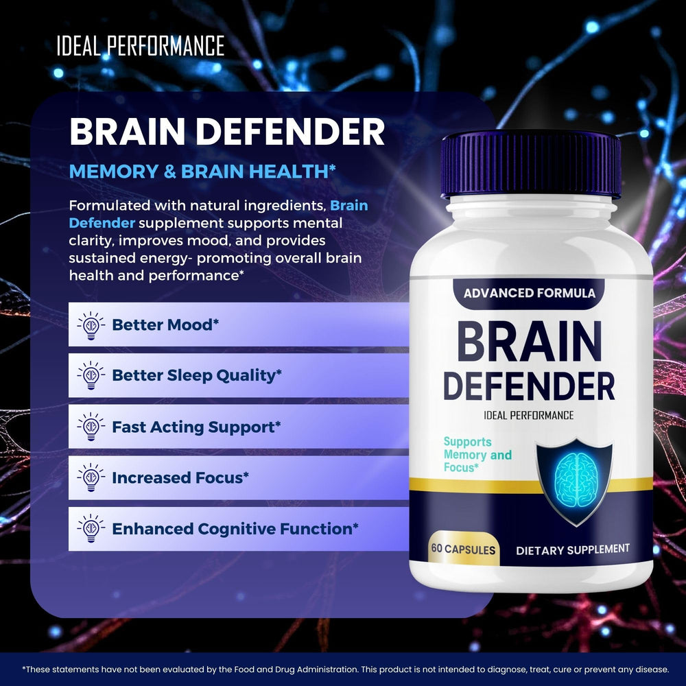 Brain Defender bottle on desk suggesting convenient study-session support
