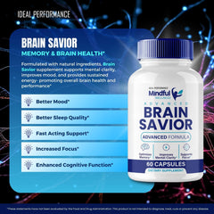 IDEAL PERFORMANCE Brain Savior pour bottle illustrating simple daily dosing.