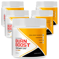 IDEAL PERFORMANCE Burn Boost Powder tub signals a powerful pre-workout energy boost.