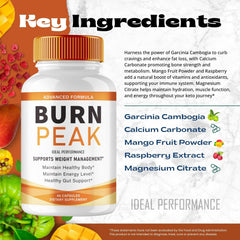 IDEAL PERFORMANCE Burn Peak capsules arranged for a simple daily routine in a sleek bottle.