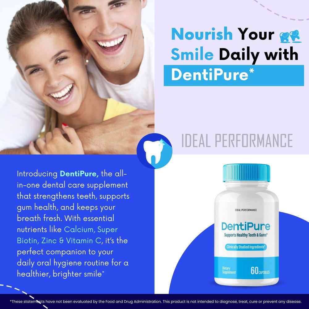 IDEAL PERFORMANCE Dentipure bottle and toothbrush suggesting everyday oral care ritual