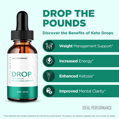 IDEAL PERFORMANCE Drop The Pounds Drops liquid texture shown for smooth administration.