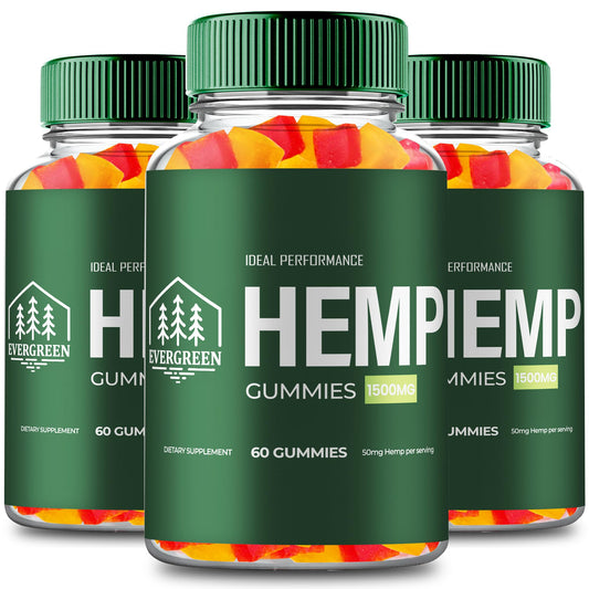 IDEAL PERFORMANCE Evergreen Hemp Gummies bottle in a daily wellness routine.