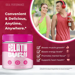 IDEAL PERFORMANCE Gelatin Burn Powder being added to a shaker for energy boost.