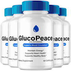 IDEAL PERFORMANCE Gluco Peace pills bottle-front view, supporting daily circulation and overall wellness.