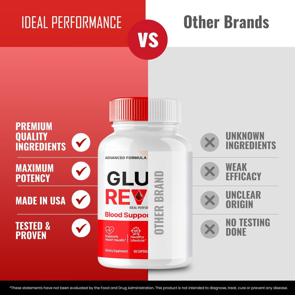 IDEAL PERFORMANCE Gluco Revive bottle resting on a clean kitchen counter.