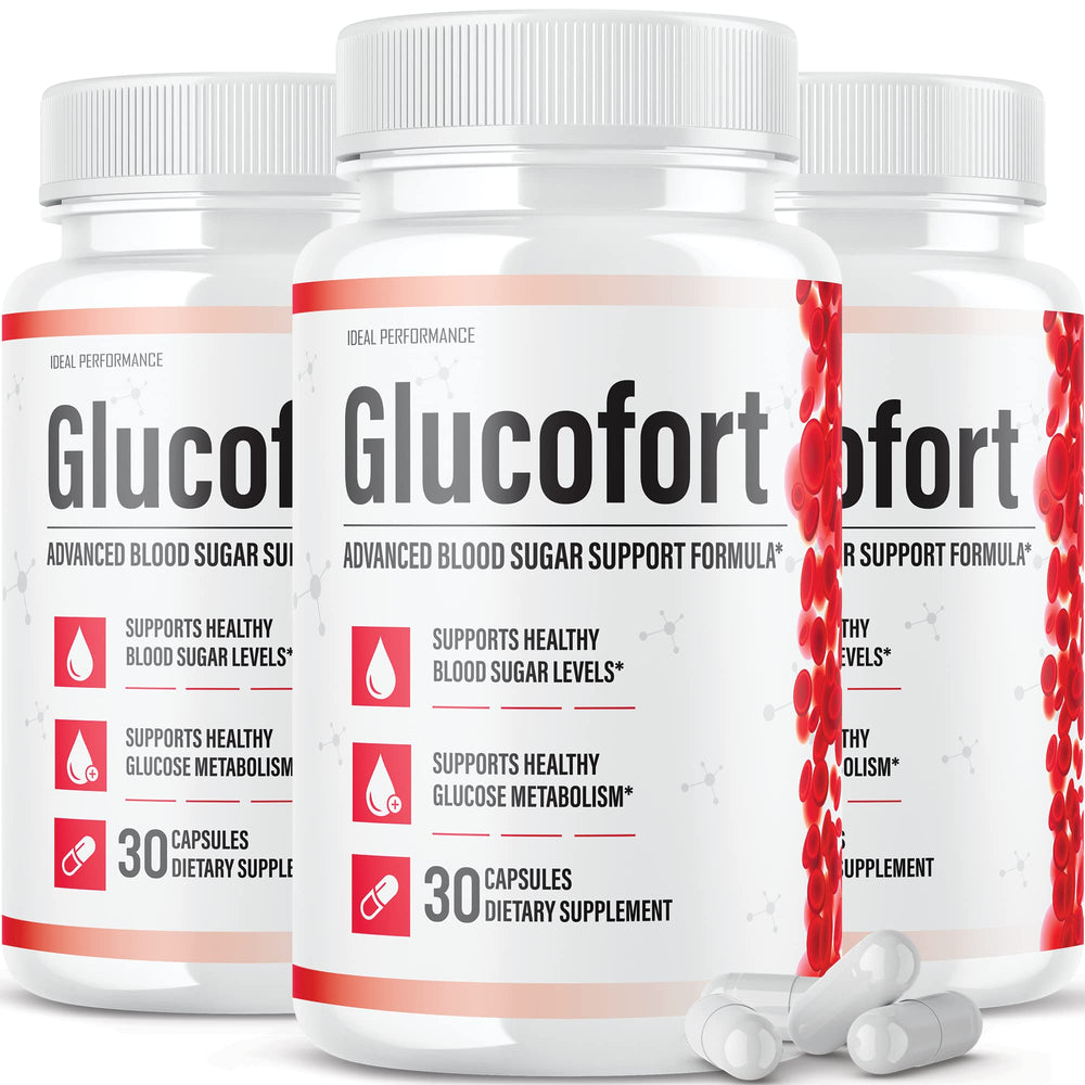 IDEAL PERFORMANCE Glucofort supplement bottle on a clean surface for everyday wellness.