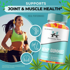 Harmony Wave Gummies label details show all natural ingredients and no artificial additives.