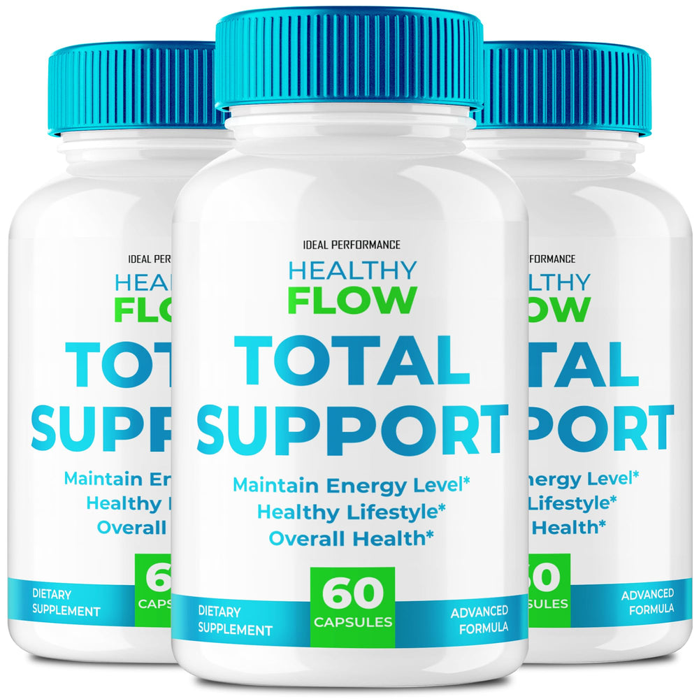 IDEAL PERFORMANCE Healthy Flow Total Support bottle with natural capsules for daily use.