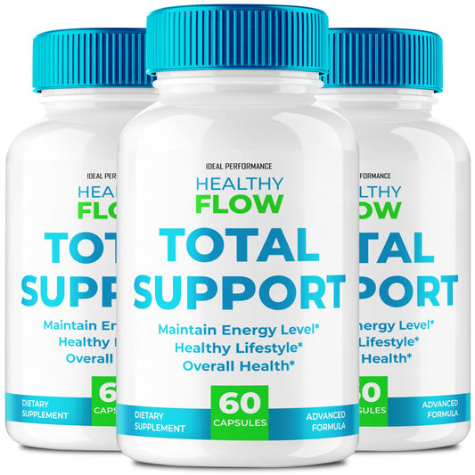 IDEAL PERFORMANCE Healthy Flow Total Support bottle with natural capsules for daily use.