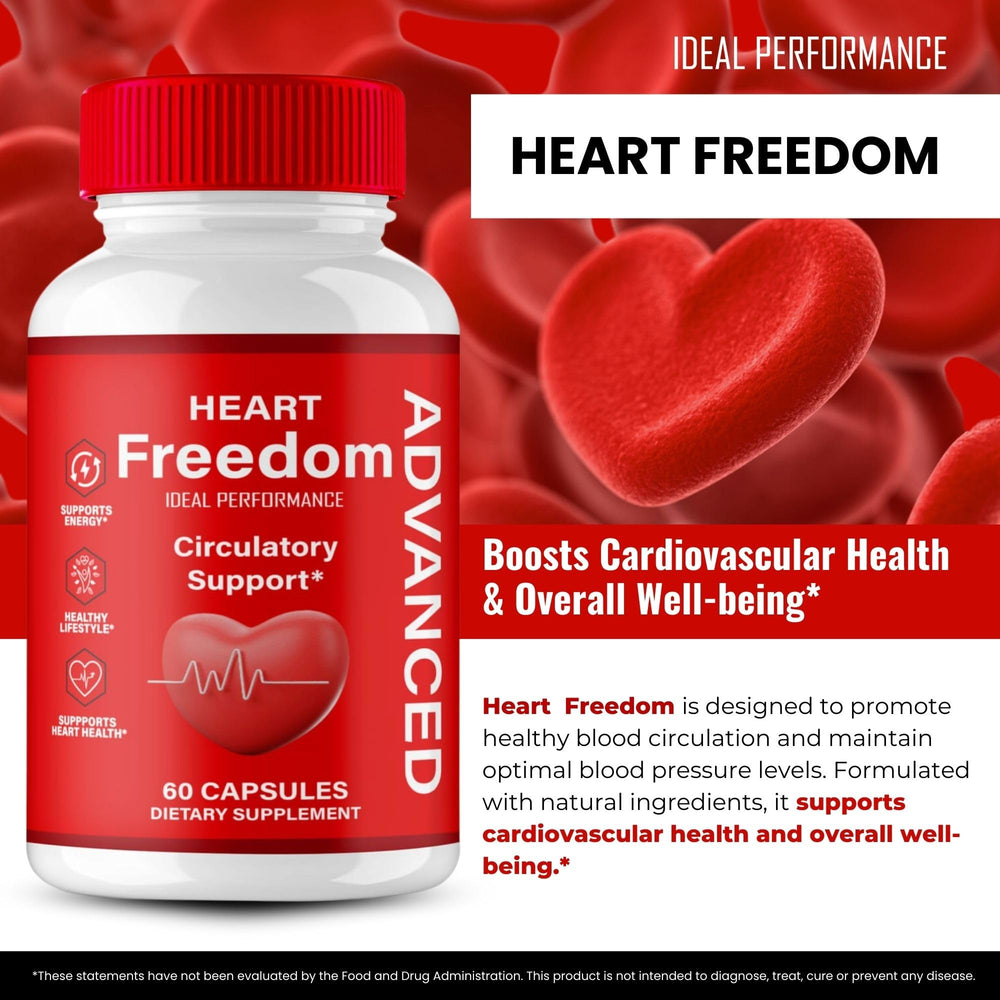 HeartFreedom Capsules label highlights natural formula and Glyco Optimizer
