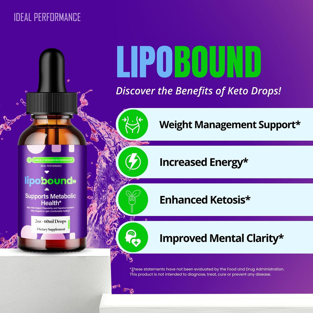 IDEAL PERFORMANCE Lipobound Drops pack highlights value and convenience.