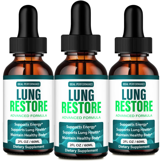 IDEAL PERFORMANCE Lung Restore Drops bottle helps support healthy airflow and detox-friendly routine.