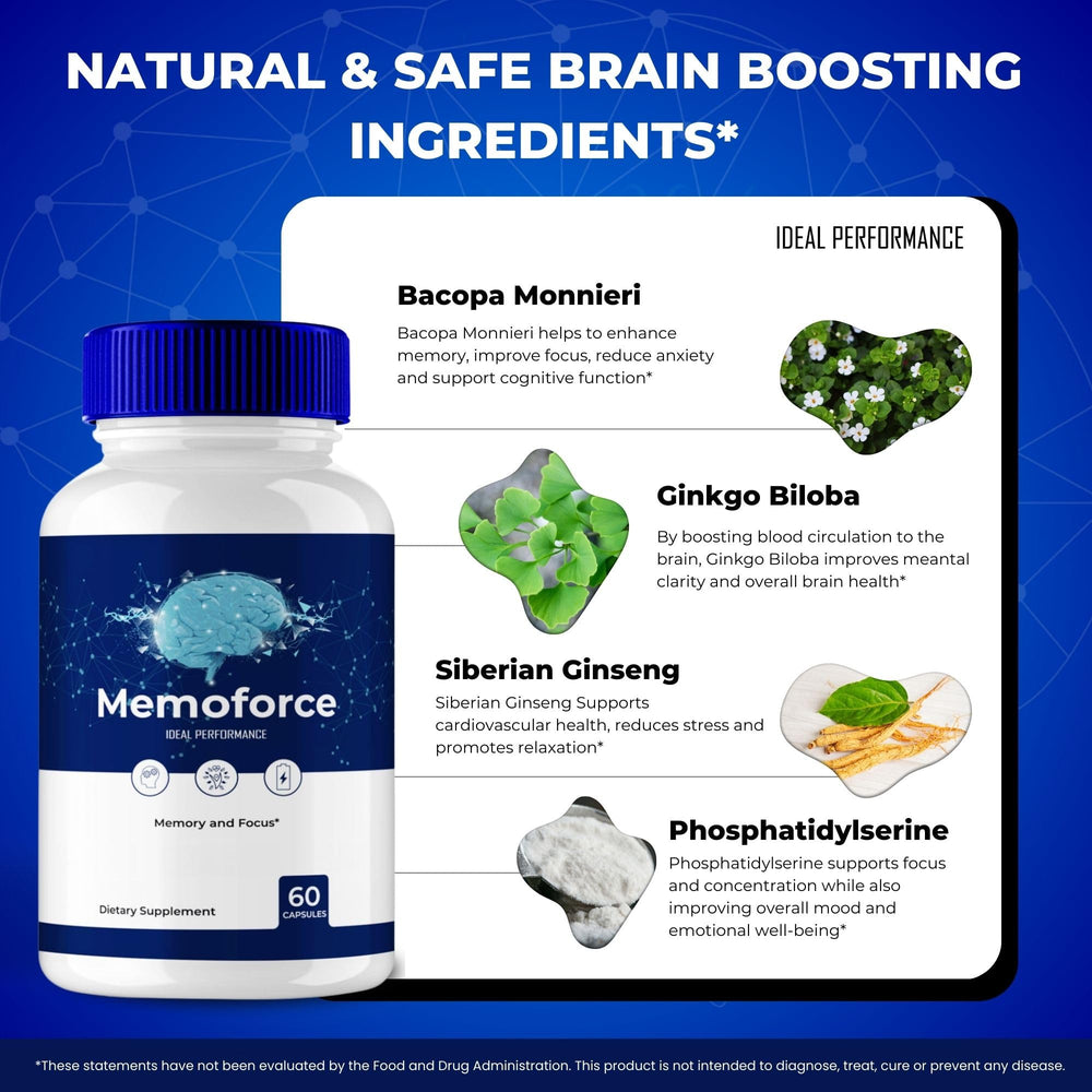 Memoforce bottle open with pills ready for study sessions.
