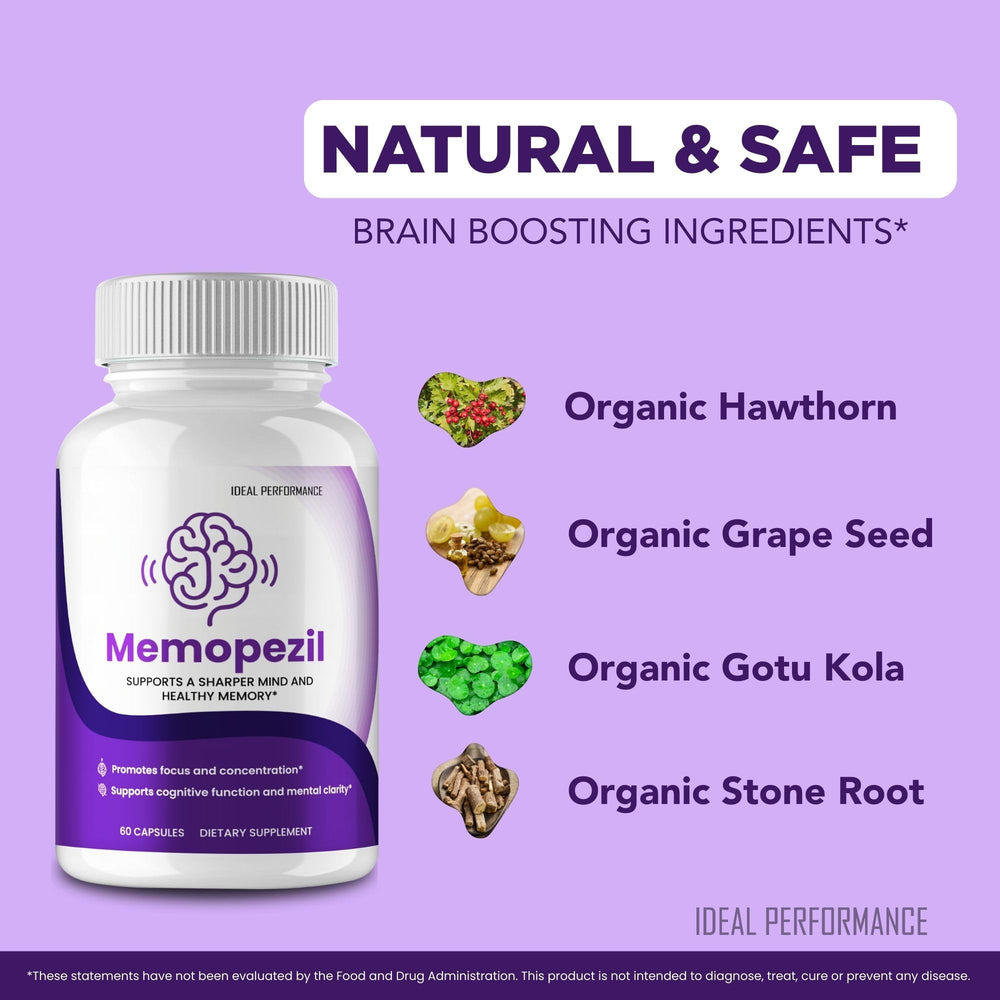 IDEAL PERFORMANCE Memopezil capsules close-up highlighting smooth texture and compact design
