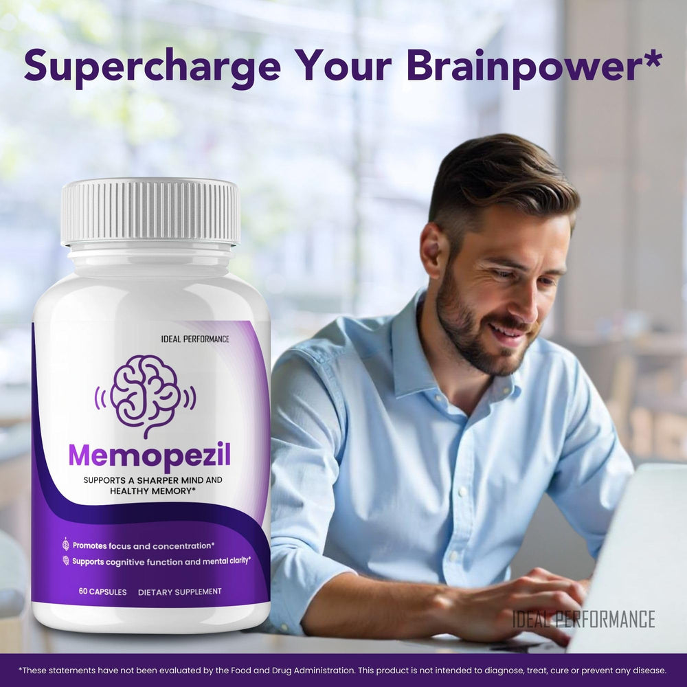 IDEAL PERFORMANCE Memopezil capsules label with clear dosing guidance for informed use